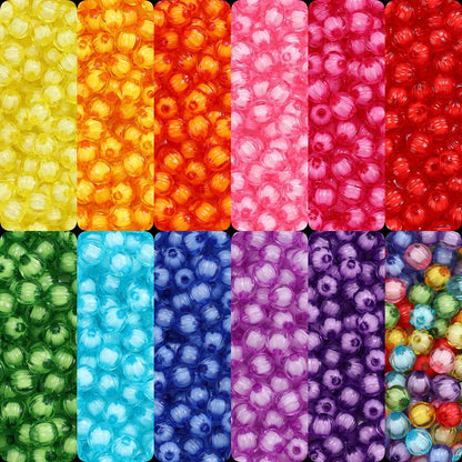 100/200pcs 8/10mm Transparent Inner Color Pumpkin Acrylic Beads
