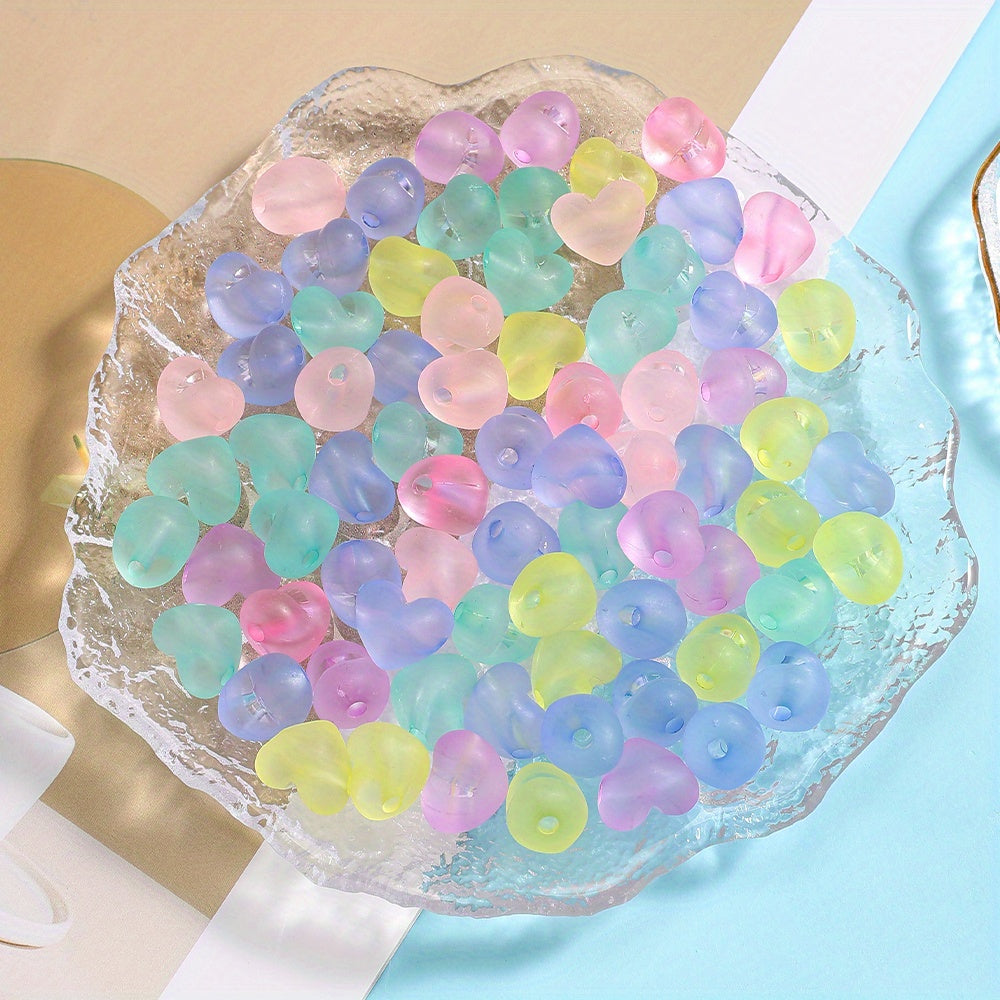 30pcs 15x13mm Frosted Round Heart Acrylic Beads