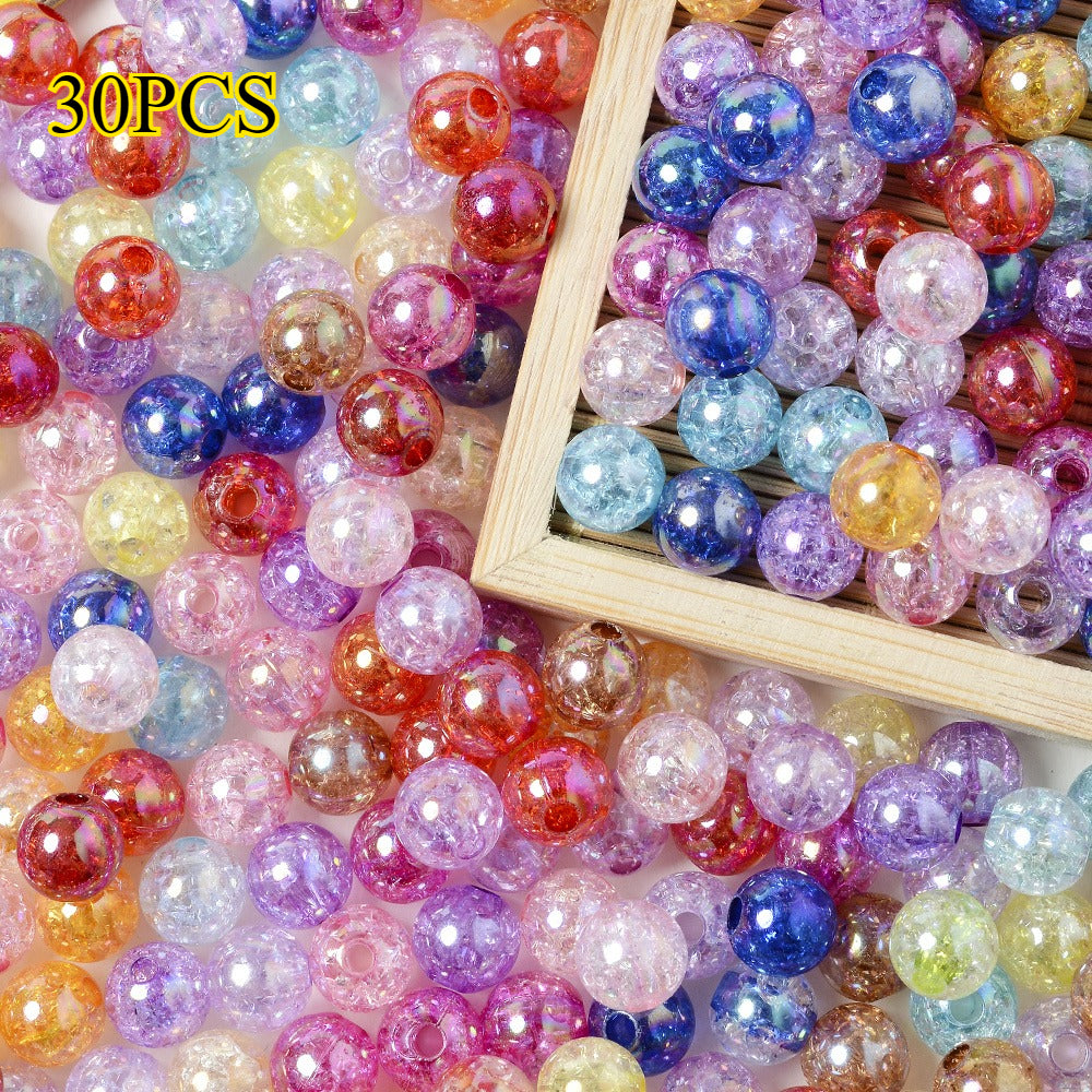 30pcs 10mm Colorful Crackle Acrylic Beads
