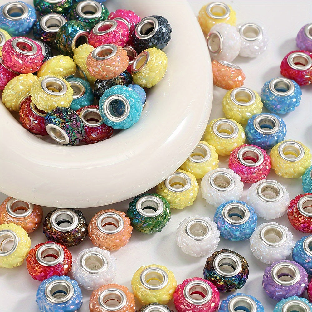 Mixed Color Resin Flat Round Beads