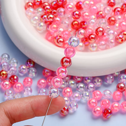 8mm Pink AB Color Acrylic Round Beads