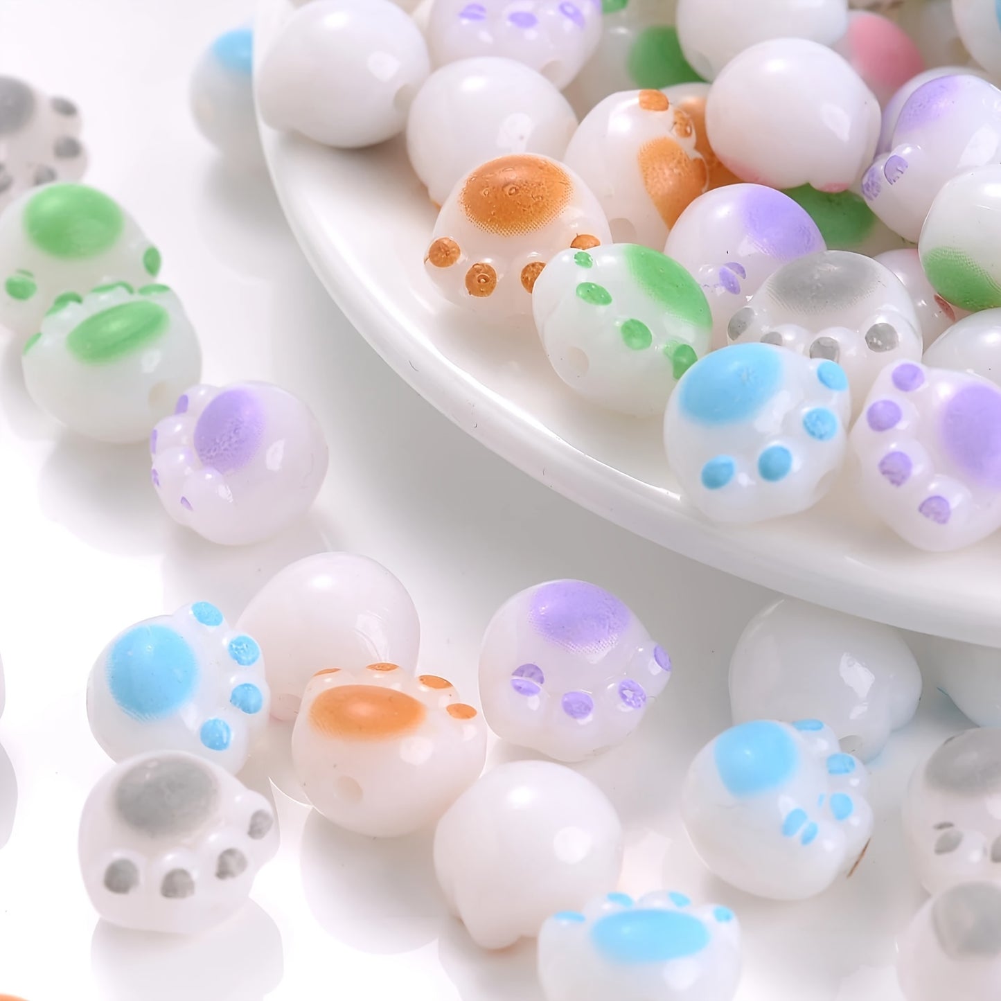 20pcs 12mm 3D Cat Paw Acrylic Beads