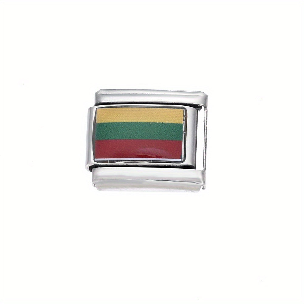 1pc 9x10mm Stainless Steel World Flag Module Charm Bead