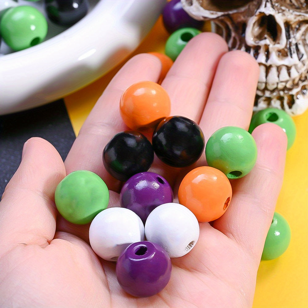 16mm Halloween Wooden Round Spacer Beads