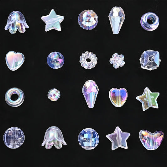 30g AB Plated Acrylic Flower Star Heart Beads