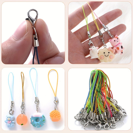 10/50pcs Colorful Lobster Clasp Nylon Strap Charms
