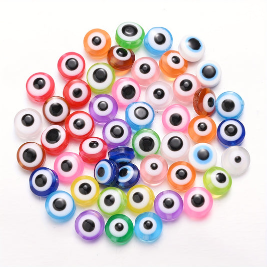 50pcs 6/8/10mm Evil Eye Resin Acrylic Beads