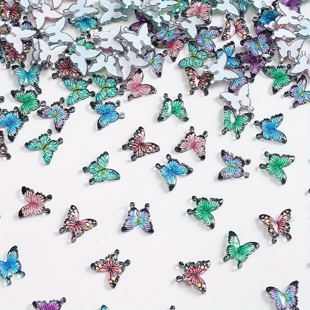 30/50pcs 10x11mm Resin Mini Butterfly Flatback Beads
