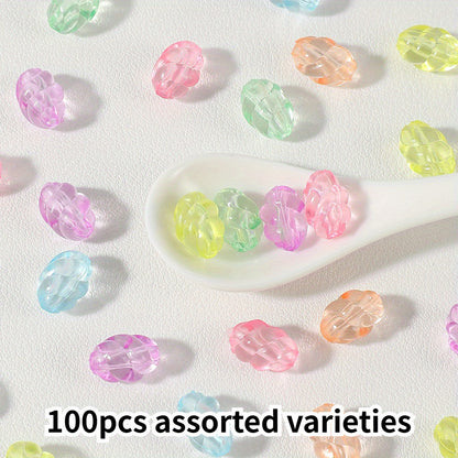 Transparent Mixed Color Twisted Oval Acrylic Beads