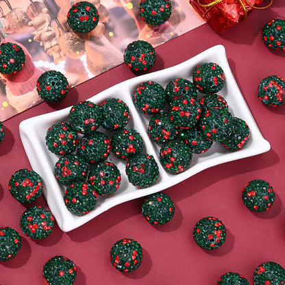 16mm Green Christmas Rhinestone Beads