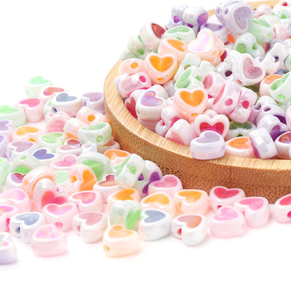 Shiny Heart Acrylic Spacer Beads