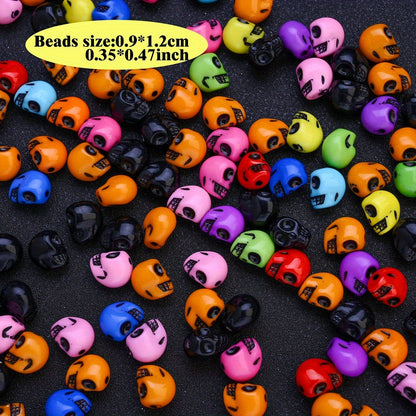 50pcs/set Multicolor Acrylic Skull Head Beads