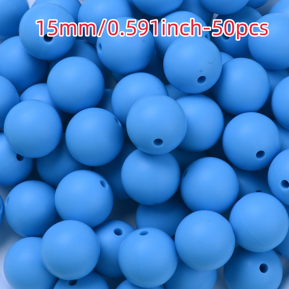 50pcs 12/15mm Rainbow Silicone Round Focal Beads