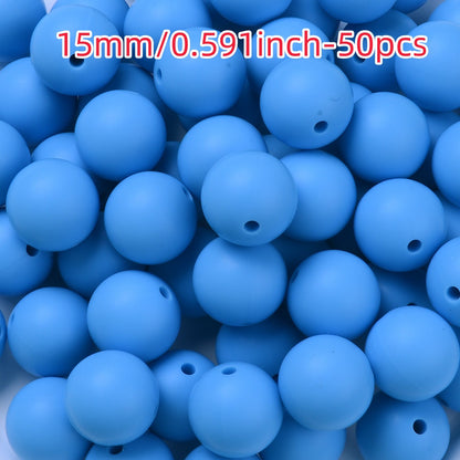 50pcs 12/15mm Rainbow Silicone Round Focal Beads