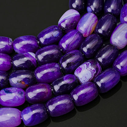 28pcs/strand 10x14mm Natural Agate Barrel Beads