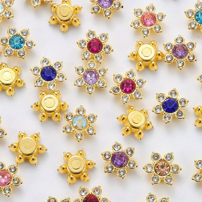 Six Petal Flower Rhinestone Acrylic Beads