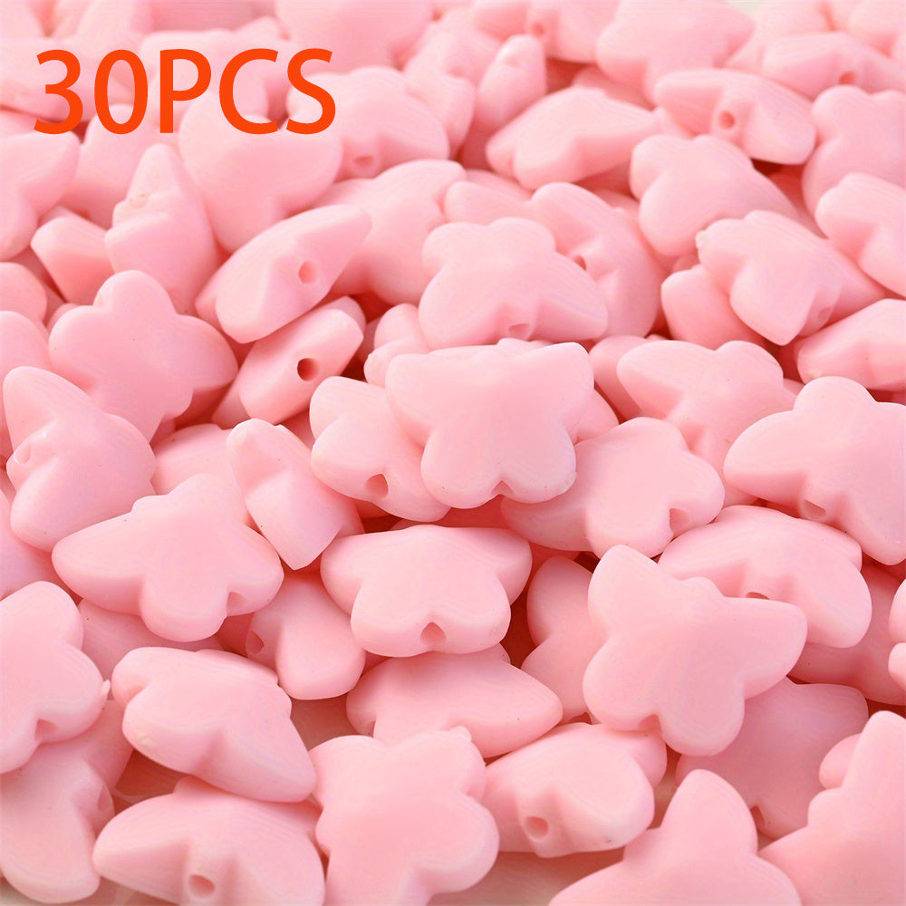 30pcs Colorful Acrylic Butterfly Beads
