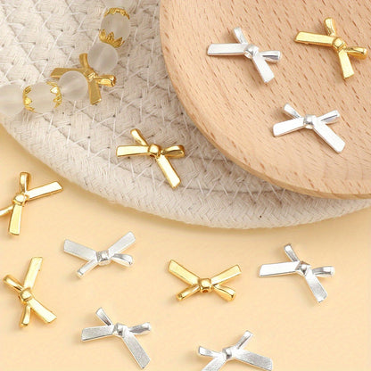 20pcs 12x20mm Bow Alloy Spacer Pendant Beads
