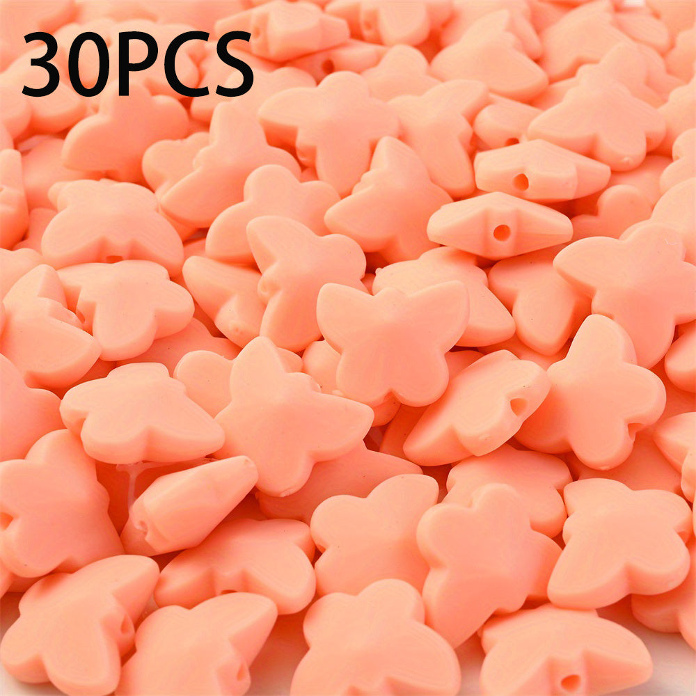 30pcs Colorful Acrylic Butterfly Beads