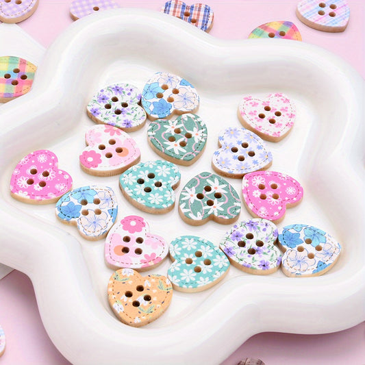 10pcs 20mm Wooden Heart Shape Craft Buttons