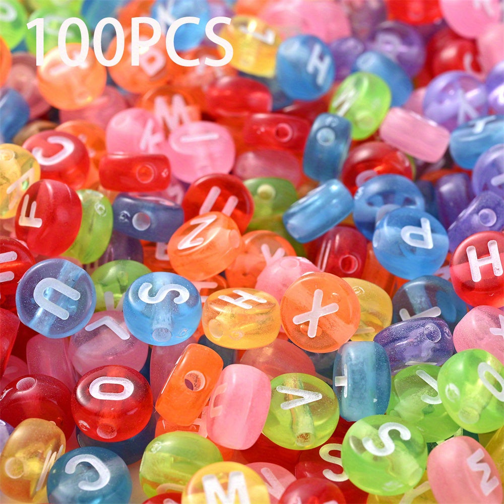 100pcs Mix Color Acrylic Oblate Beads