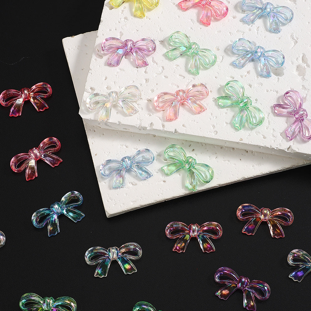 AB Color Hollow Out Bowknot Acrylic Beads