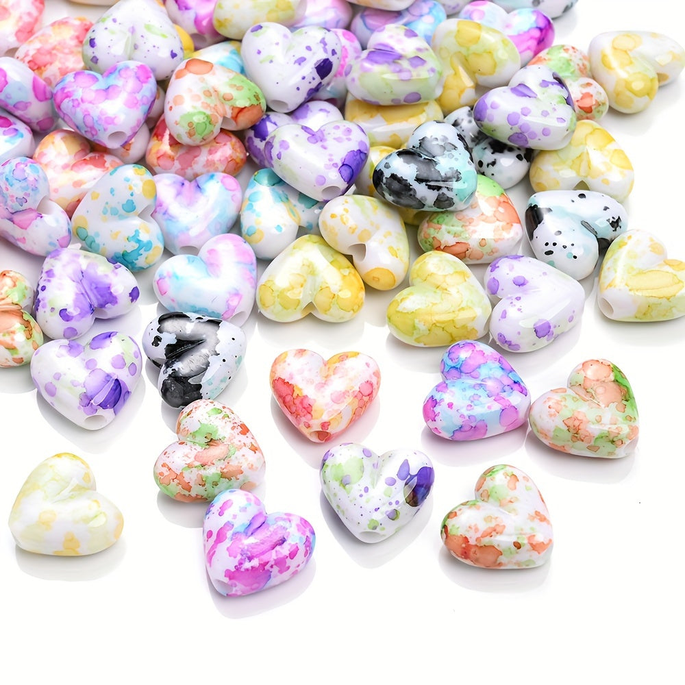 10/20pcs Colorful Heart Acrylic Beads