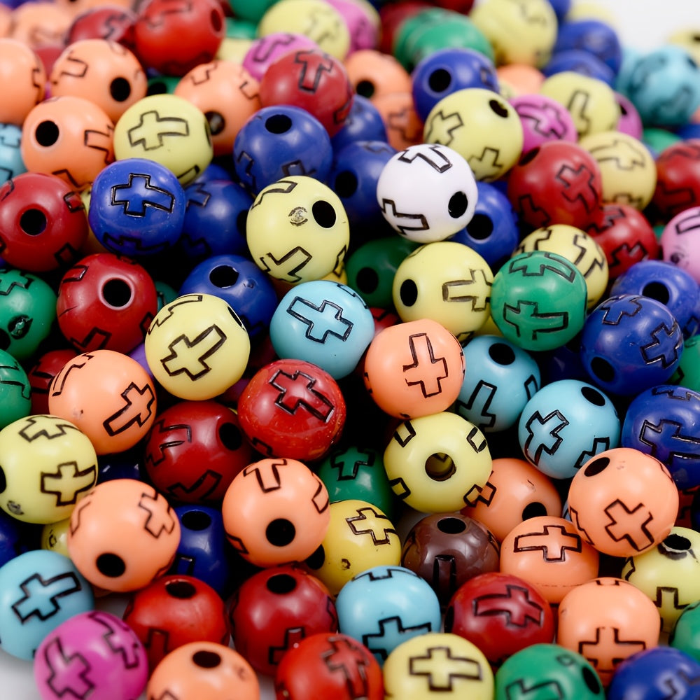 Mix Color Cross Pattern Round Spacer Beads