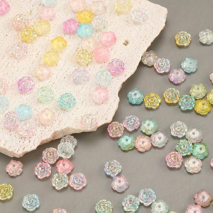 50pcs 8mm Glow-in-the-Dark Flower Rose Acrylic Beads
