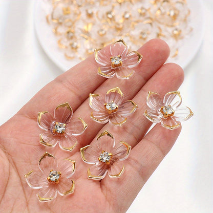 20pcs/set Transparent Flower Petal Acrylic Flatback Beads