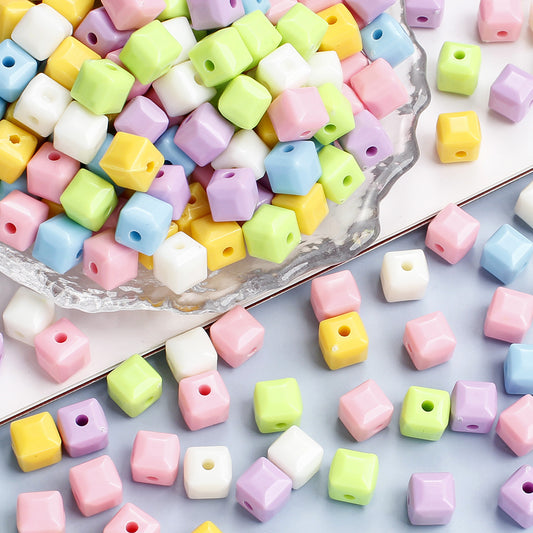 100pcs Colorful Square Cube Spacer Beads