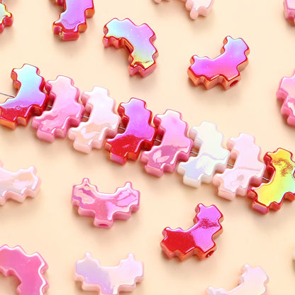10pcs Valentine's Day Pink & Red Love Pixel Style Beads