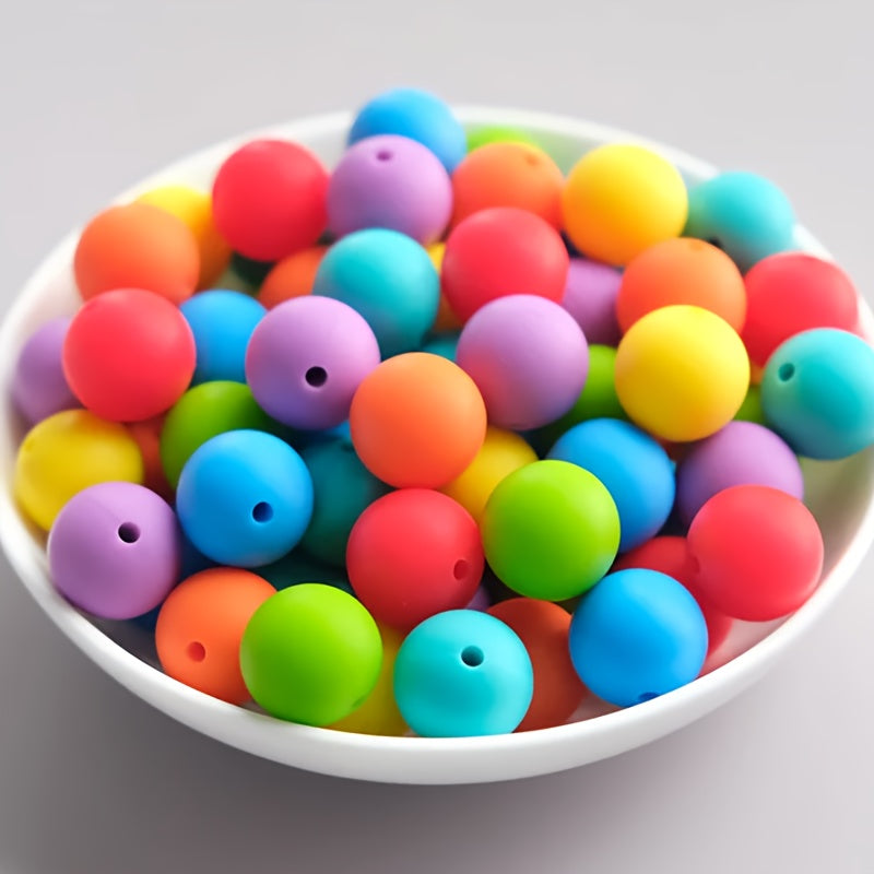 50pcs 12/15mm Silicone Round Focal Beads Set