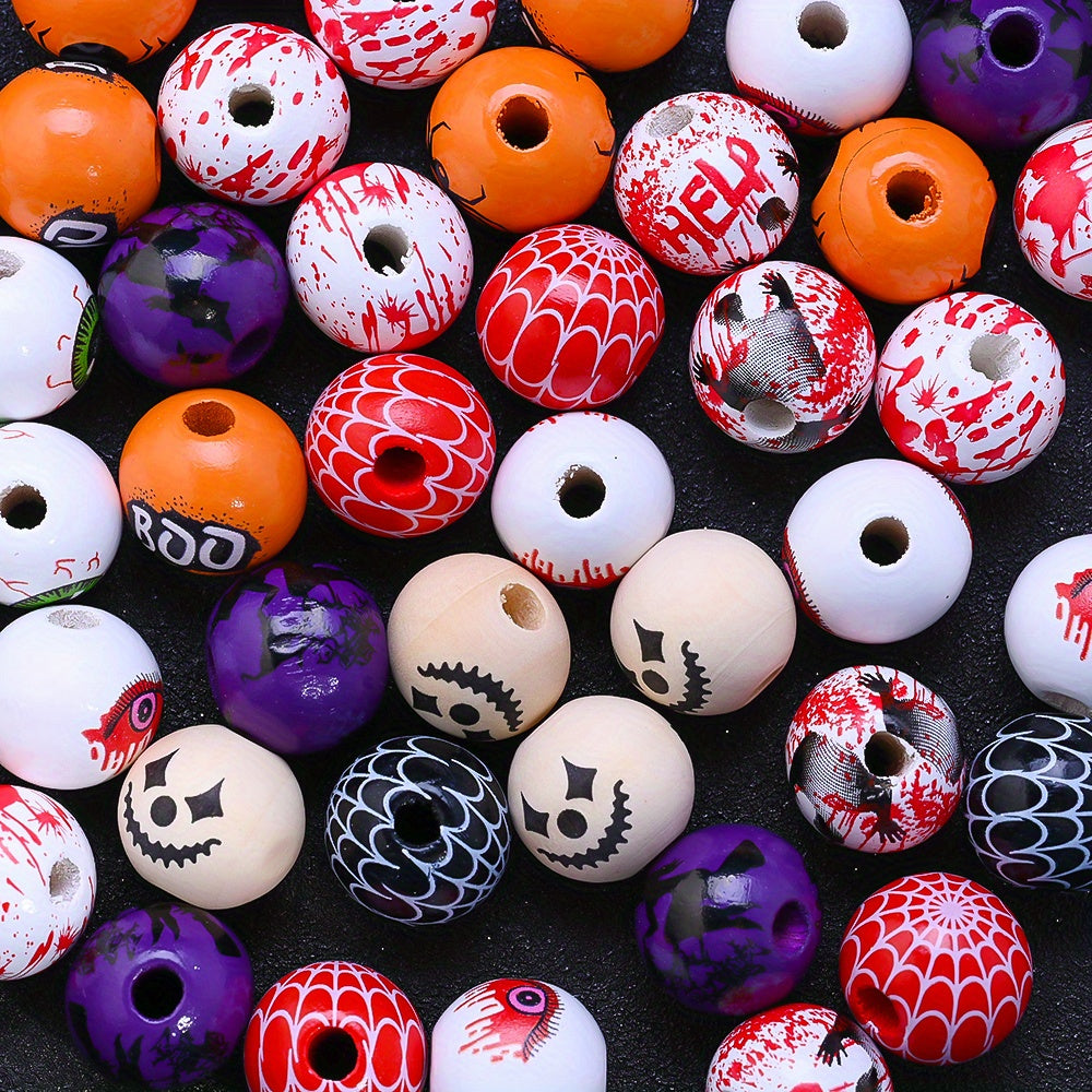 16mm Halloween Printed Wooden Beads