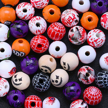 16mm Halloween Printed Wooden Beads