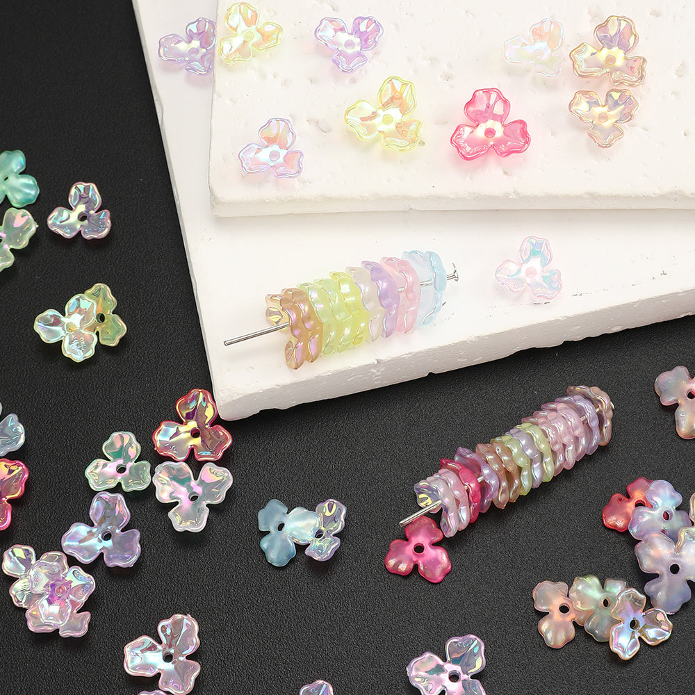 UV Pearlescent Flower Acrylic Beads