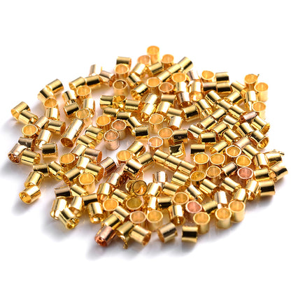 500pcs Golden & Silvery Copper Crimp End Beads