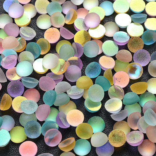 100pcs 6mm Colorful Translucent Resin Flat-Back Beads