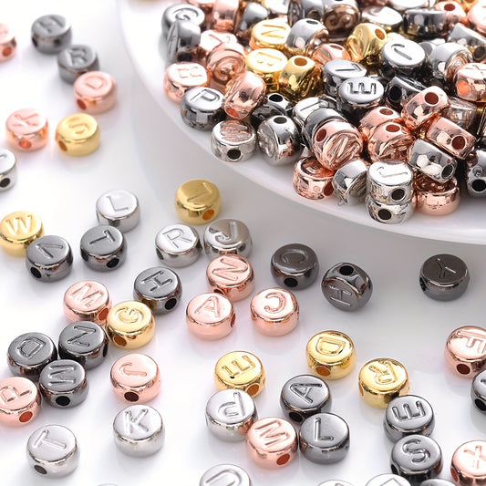 100pcs Round CCB Letter Beads