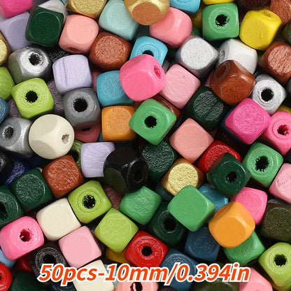 200pcs 6/8/10mm Square Wooden Beads