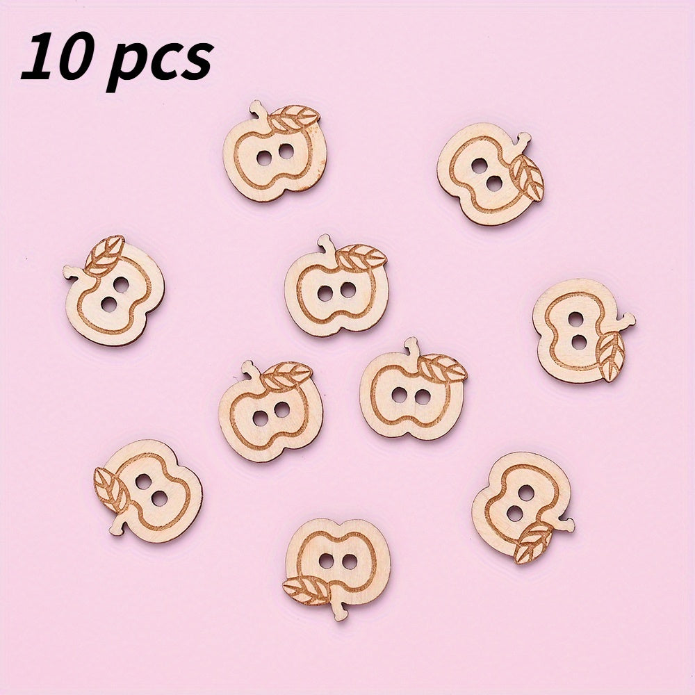 15x15mm Wooden Apple-Shaped Button Beads