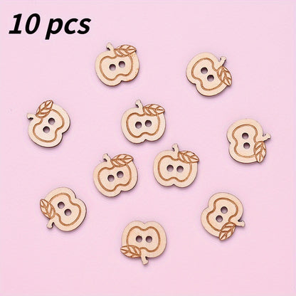 15x15mm Wooden Apple-Shaped Button Beads