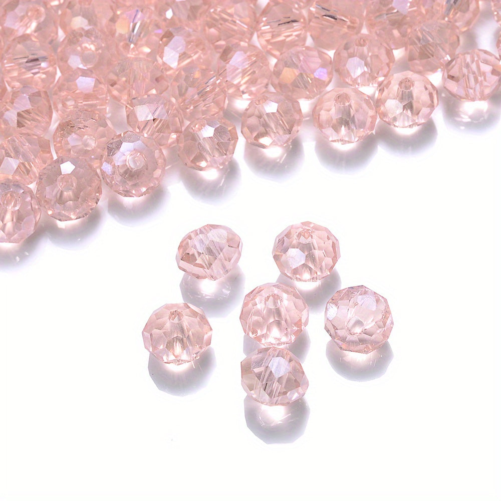 68/88/130pcs 4/6/8mm AB Pink Artificial Crystal Flat Beads