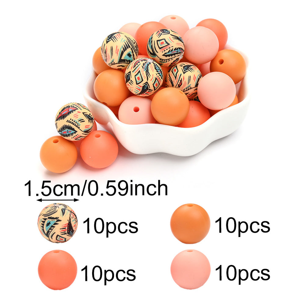 Rainbow Floral Silicone Beads Set