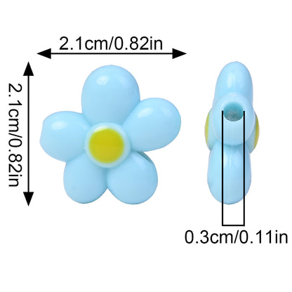20pcs 21mm Egg-Shaped Flower Acrylic Beads