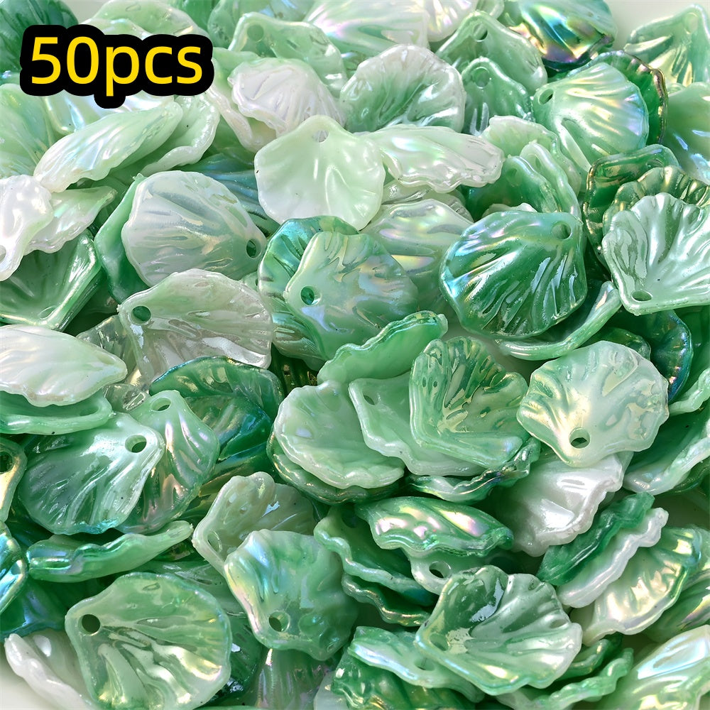 50pcs 15x17mm Acrylic Shell & Leaf Beads