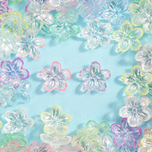 200pcs 12mm Transparent AB Acrylic Flower Beads