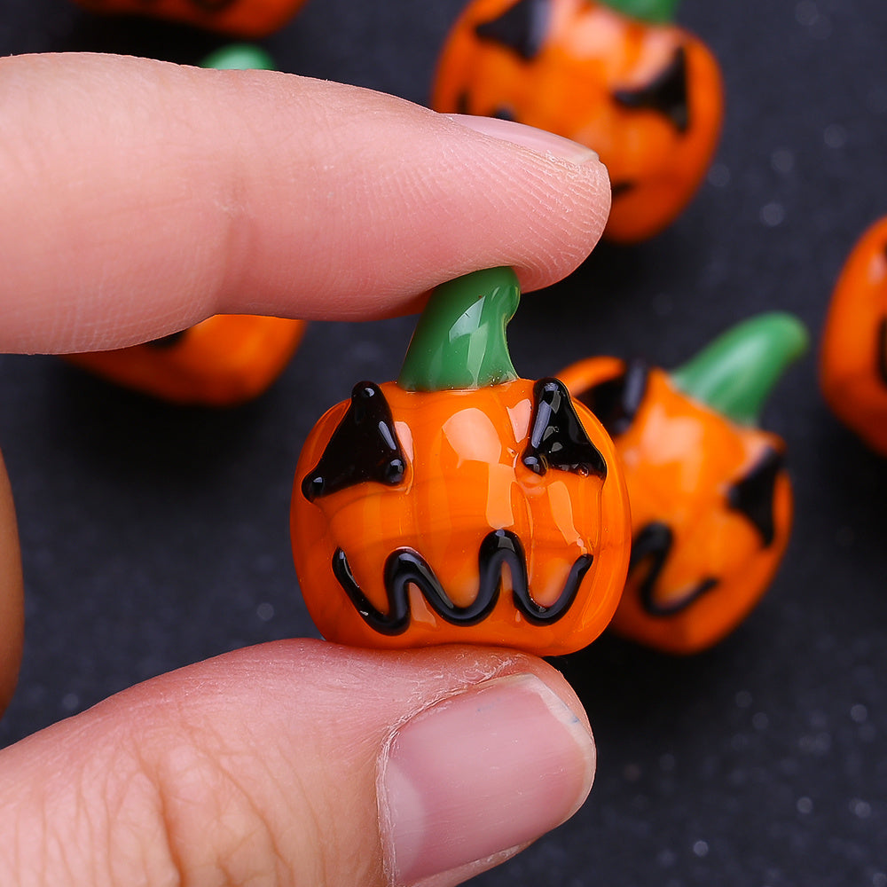 Halloween Glazed Pumpkin Beads