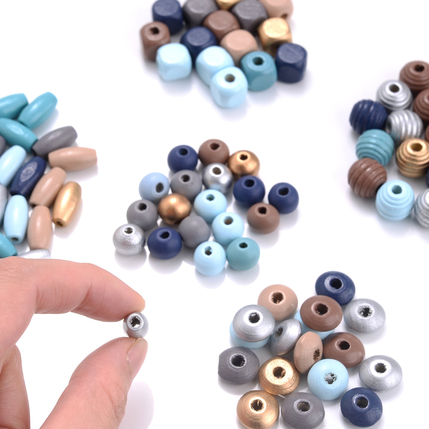 20/50/80/100/150/300pcs Morandi Color Wooden Beads Set
