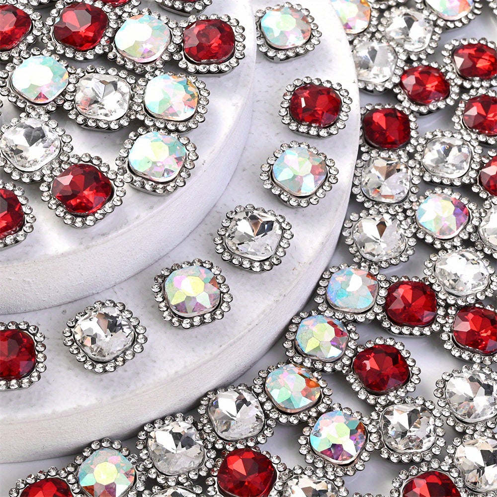 10pcs Square Rhinestone Flatback Decorative Beads
